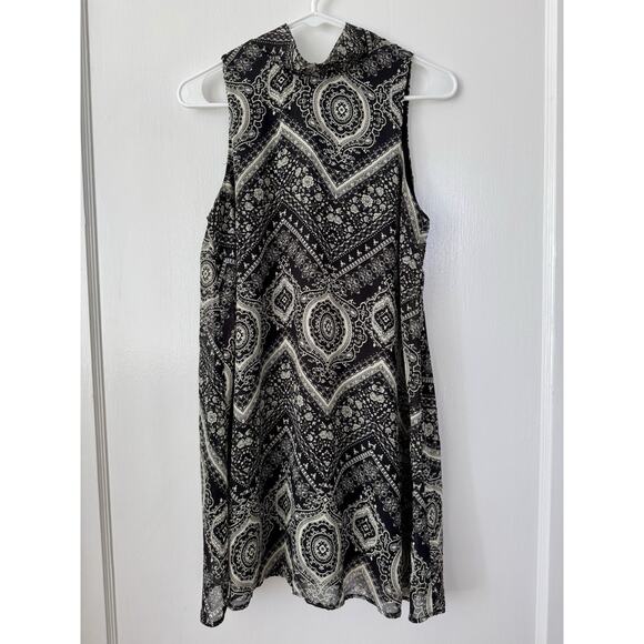 Cookies Hawai’i Paisley High Neck Black and Cream Color Midi Dress Size Small - Picture 1 of 11
